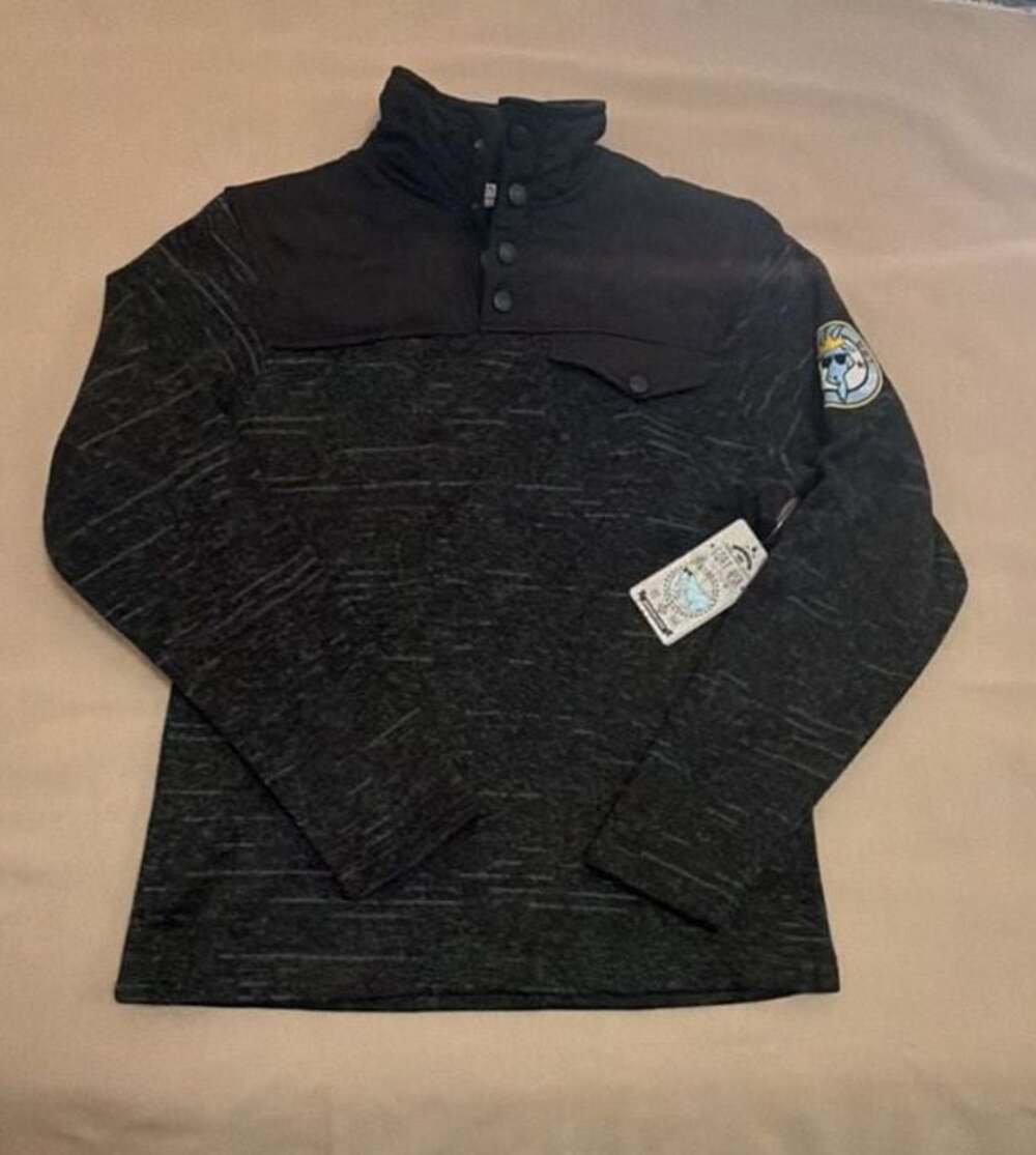 GOAT USA Gray Long Sleeve Snap Button Mock Neck Pullover Sweatshirt X-Small NWT